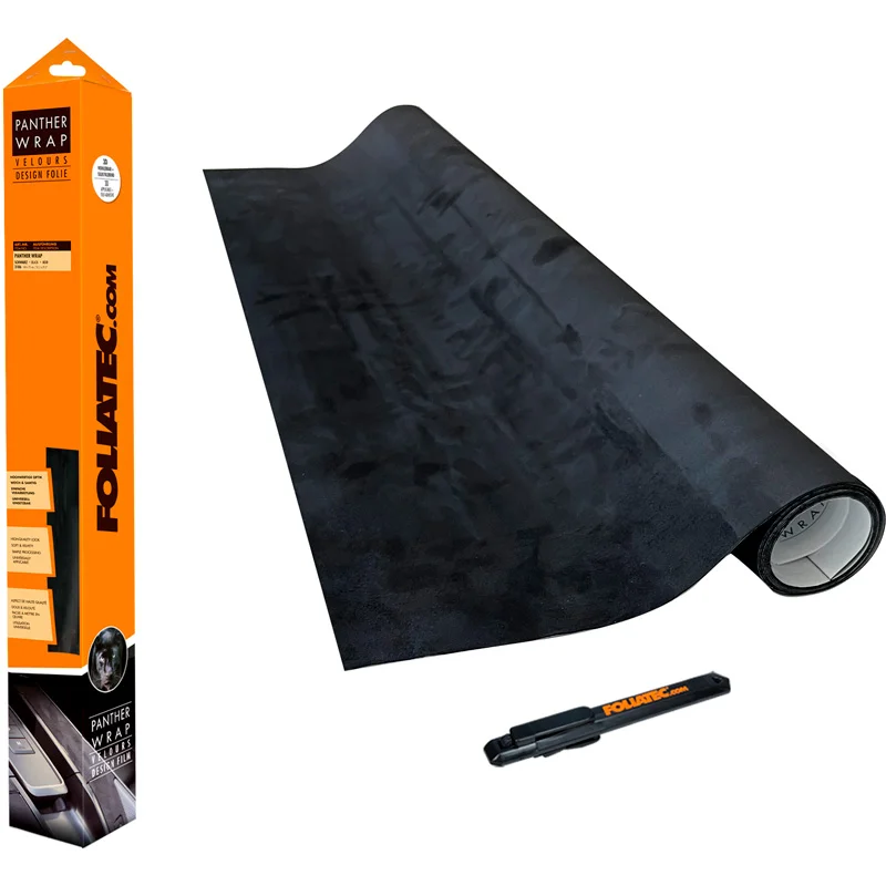 Foliatec Cockpit Designfolie Panther Wrap (Suède-Look) – Zwart – 75x140cm