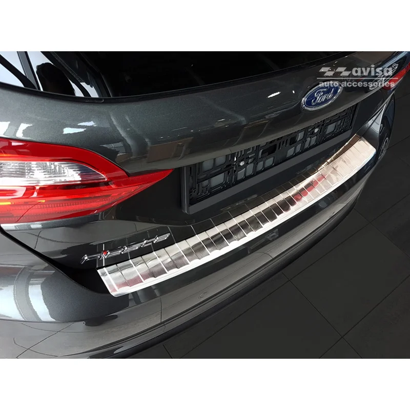 Avisa RVS Achterbumperprotector passend voor Ford Fiësta MK8 2017- & Ford Focus III Facelift 2014-2018 - Zilver