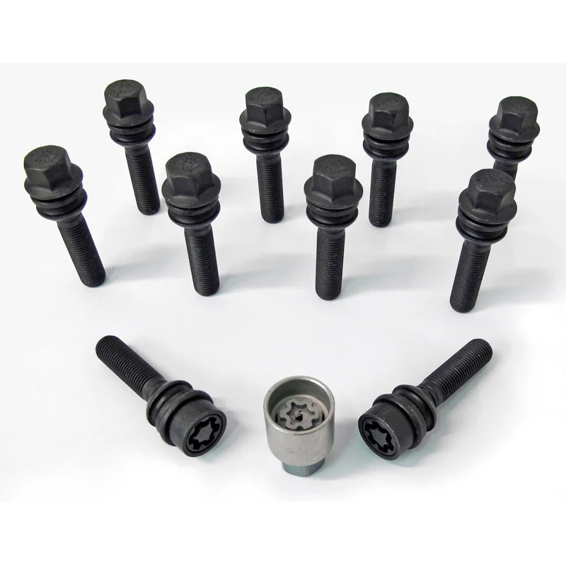H&R Wielboutenset bolkonisch met bewegende ring R14 M14x1.50 - Lengte 43mm - Zwart - 10 stuks - incl. wielsloten