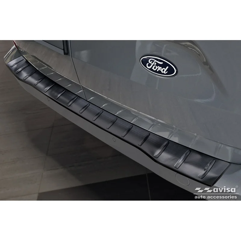 Avisa RVS Achterbumperprotector passend voor Ford Transit Custom & Tourneo Custom (V710) 2023- / Volkswagen Transporter T7 2024- - Zwart