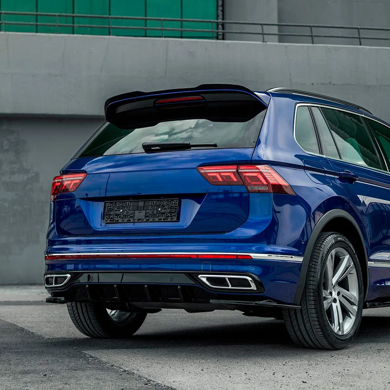 Oneway Achterbumperskirt (Diffuser) passend voor Volkswagen Tiguan II R-Line Facelift 2020-2024 – Glanzend zwart