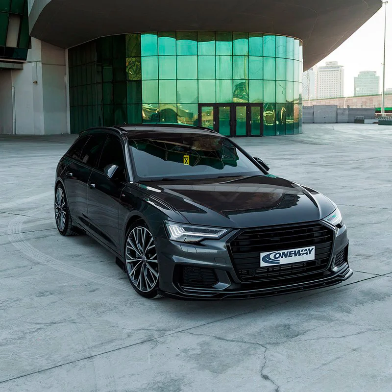 Oneway Voorspoilerlip passend voor Audi A6 S-Line/S6 C8 (Sedan/Avant) 2018- – Versie 3 – Glanzend zwart