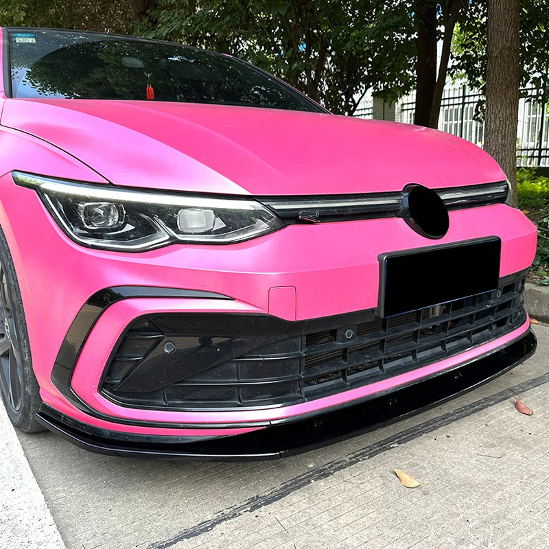 AutoStyle Voorspoilerlip passend voor Volkswagen Golf VIII GTi/GTD/R/R-Line 2020-2024 (Glanzend Zwart ABS)