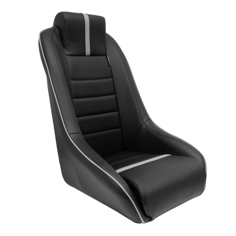 AutoStyle Sportstoel 'Classic RS' - Zwart/Grijs Kunstleder - Vaste rugleuning + Geïntegreerde hoofdsteun - incl. sledes