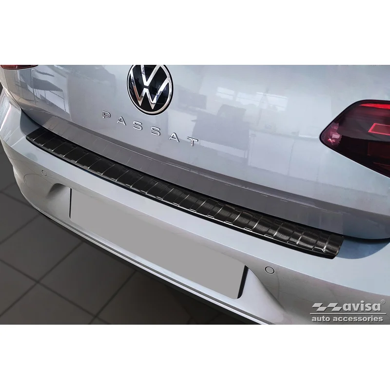 Avisa RVS Achterbumperprotector passend voor Volkswagen Passat Sedan 2014-2019 & FL 2019-2023 - Zwart