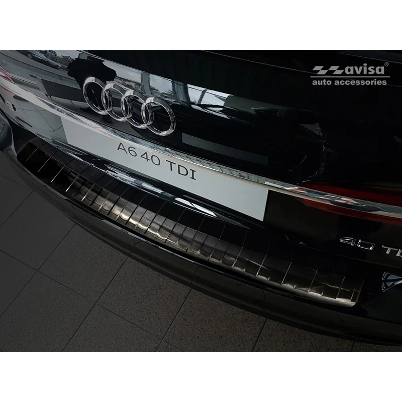 Avisa RVS Achterbumperprotector passend voor Audi A6 (C8) Avant 2018-2023 & Facelift 2023-2025 incl. S-Line & Allroad - Zwart