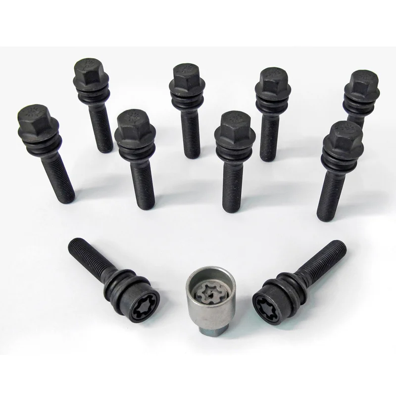 H&R Wielboutenset bolkonisch met bewegende ring R14 M14x1.50 - Lengte 51mm - Zwart - 10 stuks - incl. wielsloten