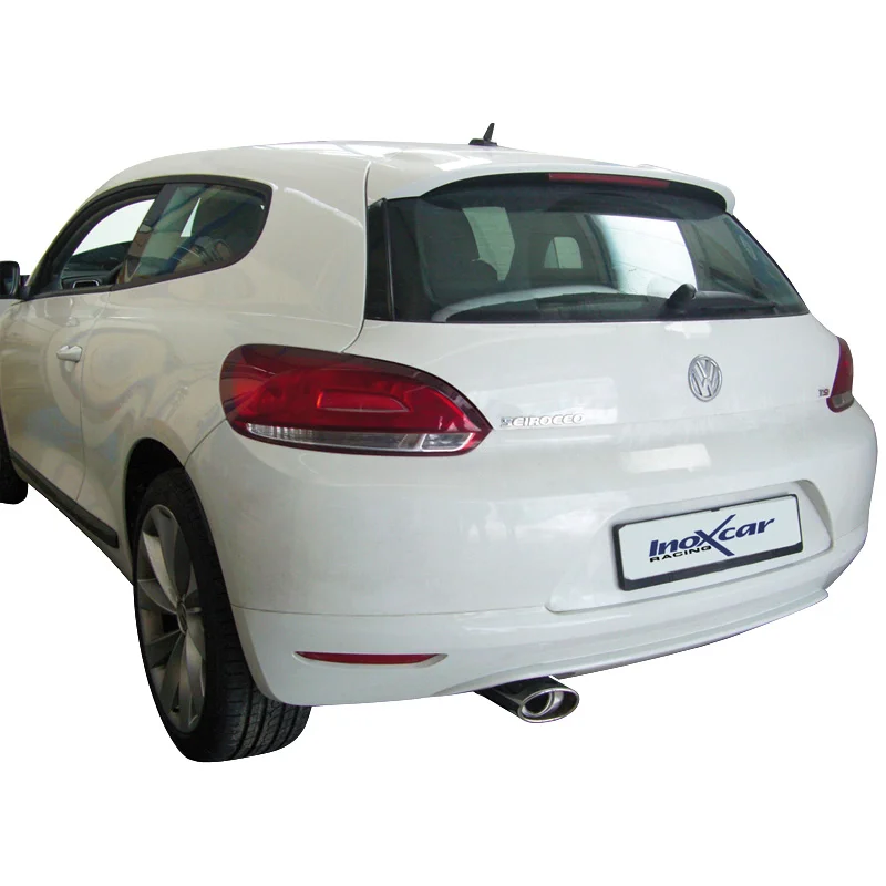 InoXcar 100% RVS Sportuitlaat passend voor Volkswagen Scirocco 1.4 TSi (160pk) 2008- 120×80 Oblique