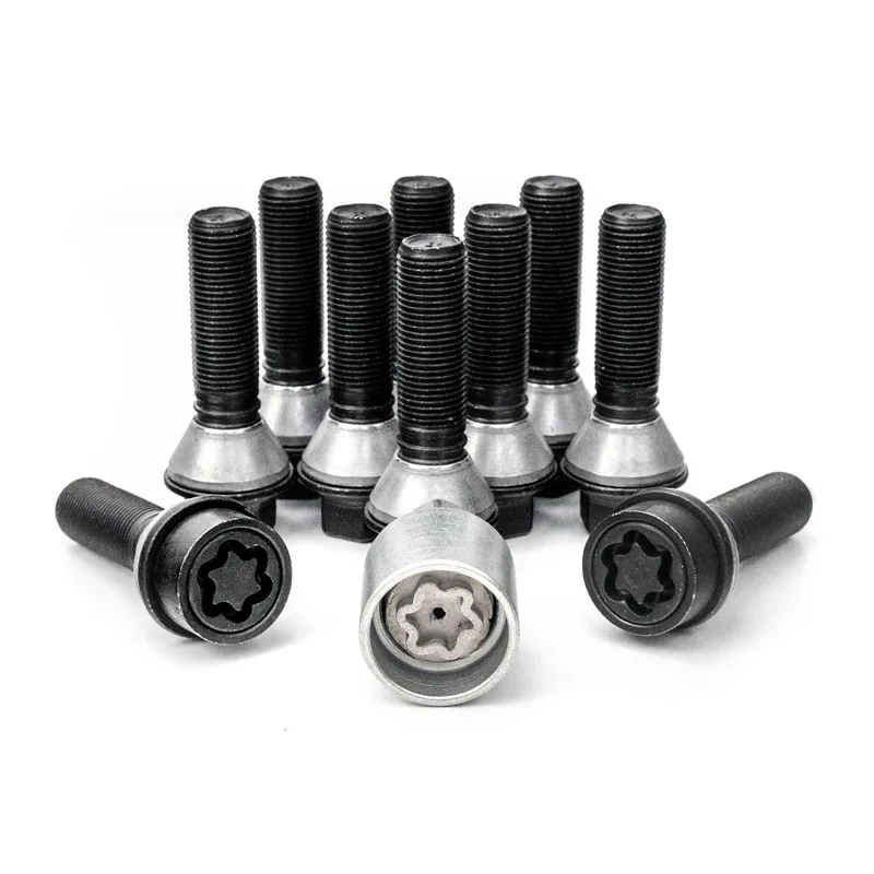 H&R Wielboutenset konisch met beweegbare ring M14x1.25 – Lengte 46mm – Zwart – 10 stuks (Bv. passend voor BMW) – incl. wielsloten