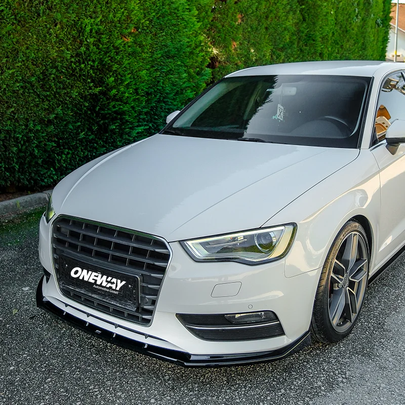 Oneway Voorspoilerlip passend voor Audi A3 (8V) HB 3-deurs/Sportback/Limousine/Cabrio 2012-2016 excl. S-Line/S3/RS3 – Glanzend zwart