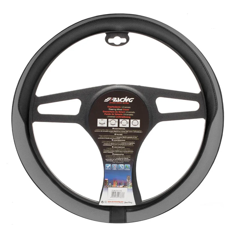 Simoni Racing Stuurwielhoes Tidy - Zwart/Grijs Eco-Leder - 37-39cm