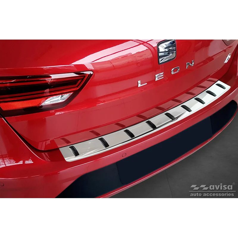 Avisa RVS Achterbumperprotector STRONG EDITION passend voor Seat Leon ST (5F) 2013-2017 & Facelift 2017-2020 - Zilver