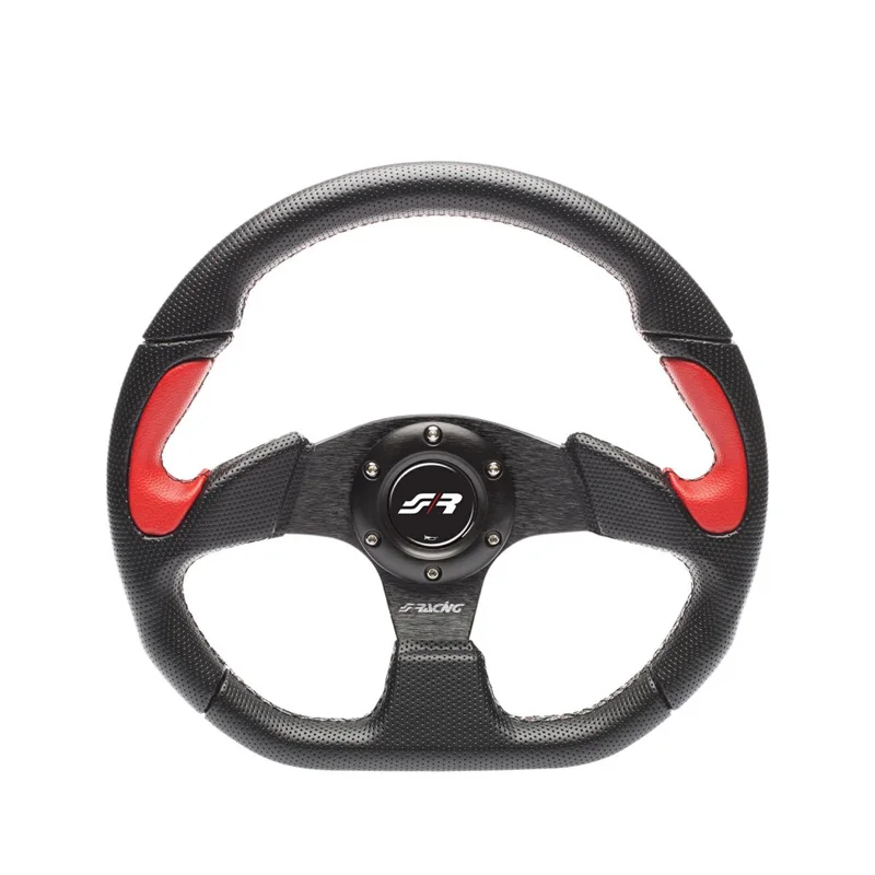 Simoni Racing Universeel Sportstuur X2 Poly Pelle - Zwart Eco-Leder/Rood - Diameter 330mm