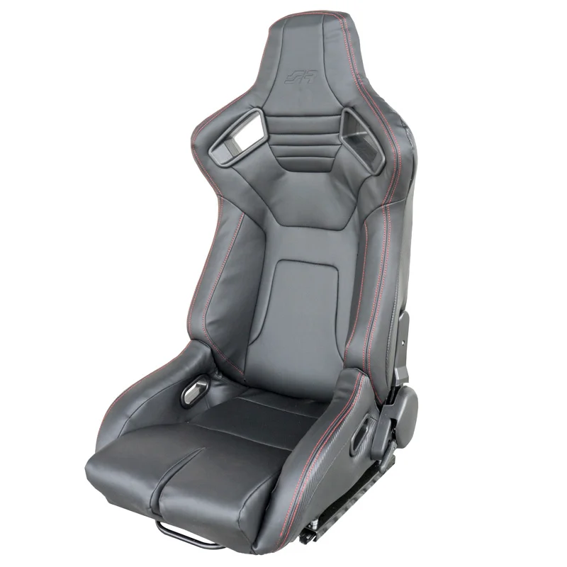 Simoni Racing Sportstoel Emerson - Zwart Eco-Leder - Links Verstelbaar - incl. Sledes