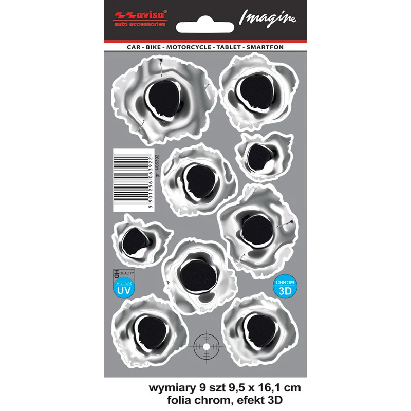 Avisa AutoTattoo Sticker Shotgun Traces 3D Chrome - 9,5 x 16,1 cm