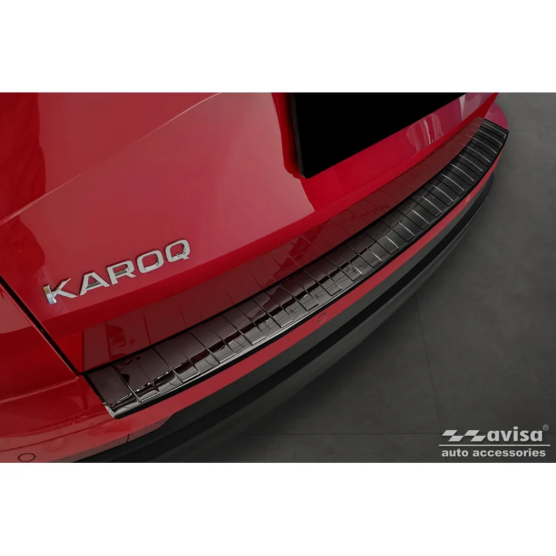 Avisa RVS Achterbumperprotector passend voor Skoda Karoq Facelift incl. Sportline 2022- - Glanzend Zwart