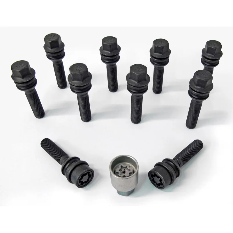 H&R Wielboutenset bolkonisch met bewegende ring R14 M14x1.50 - Lengte 56mm - Zwart - 10 stuks - incl. wielsloten