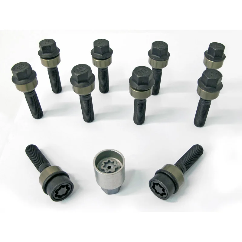 H&R Wielboutenset bolkonisch met beweegbare ring R14 M14x1.50 - Lengte 57mm - Zwart - 10 stuks (Bv. passend voor Porsche) - incl. wielsloten