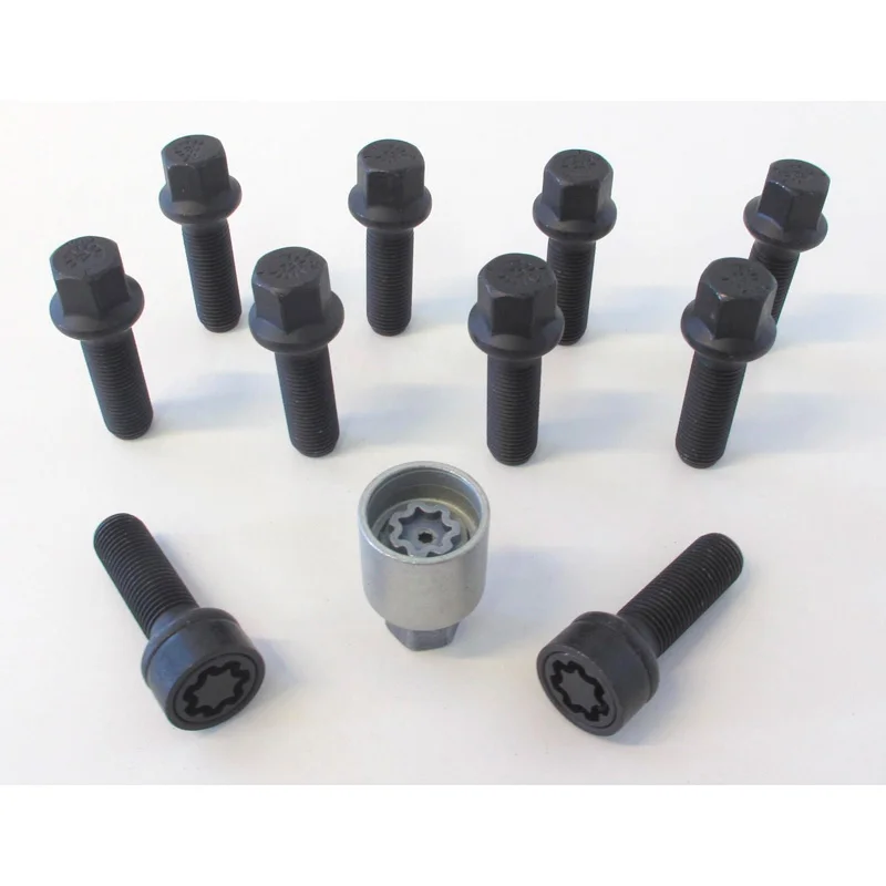 H&R Wielboutenset bolkonisch R14 M14x1.50 - Lengte 55mm - Zwart - 10 stuks - incl. wielsloten