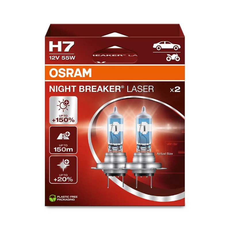 Osram Night Breaker Laser Halogeen lampen - H7 - 12V/55W - set à 2 stuks