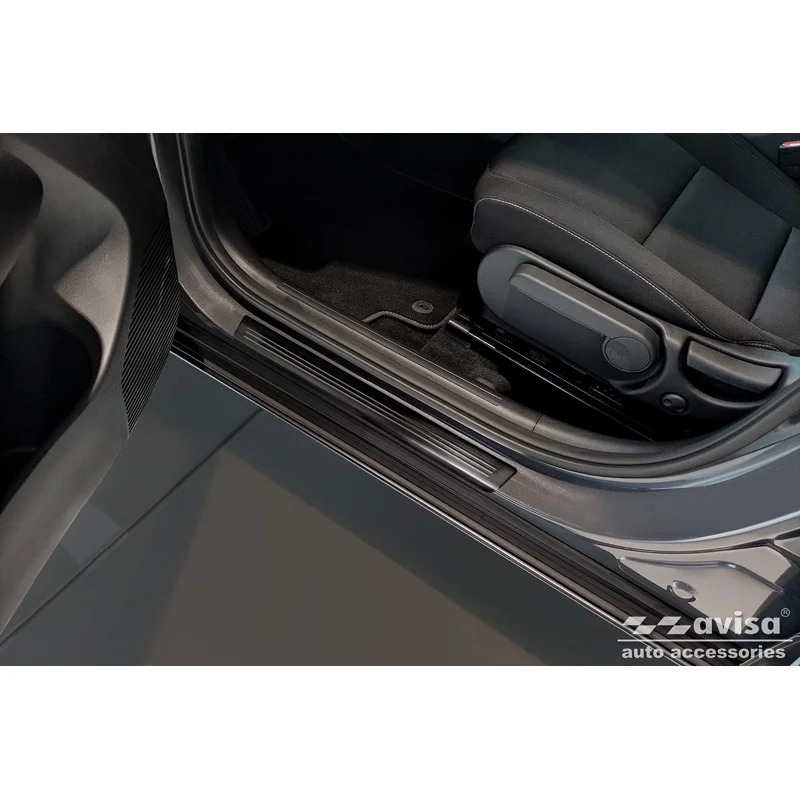 Avisa Zwart RVS Instaplijsten passend voor Hyundai Kona II 2023- / MG ZS II 2024- & MG 3 III 2024- - 'Lines' - 4-delig