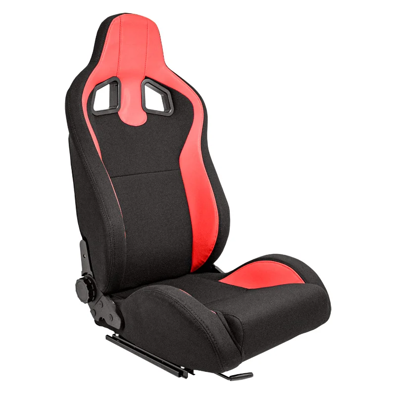 AutoStyle Sportstoel ‘MR’ – Zwart Kunstleder + Rood Pine textiel – Dubbelzijdig verstelbare rugleuning – incl. sledes