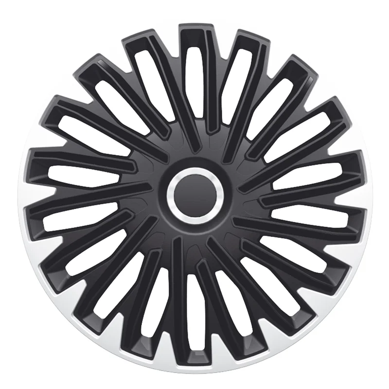 AutoStyle 4-Delige Wieldoppenset Quantum Pro 15-inch zilver/zwart + chroom ring