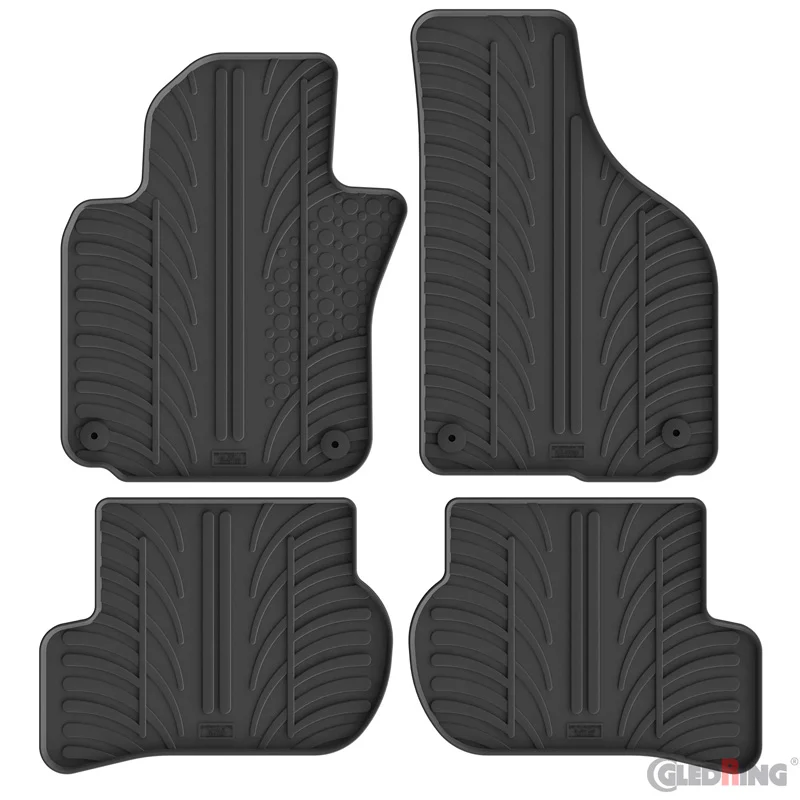 Gledring Rubbermatten passend voor Volkswagen Golf V 2003-2008 / Jetta 2005-2011 / Golf VI 2008-2013 / Scirocco 2008- (T profiel 4-delig + ronde&ovale montageclips)