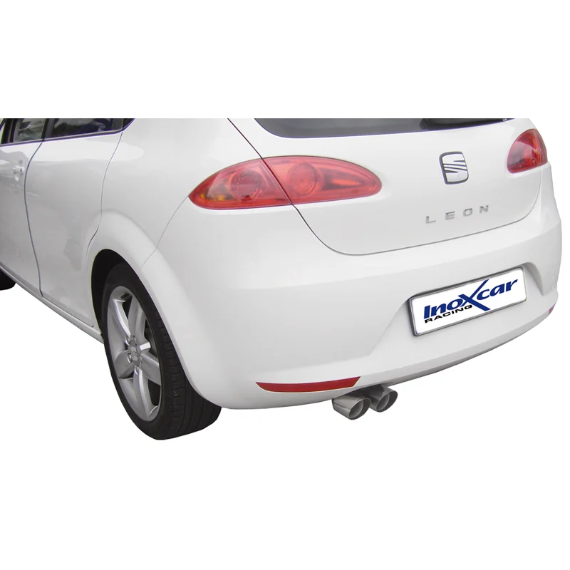 InoXcar 100% RVS Sportuitlaat passend voor Seat Leon 1P 1.4TSi (125pk) 2010- 2x80mm Racing