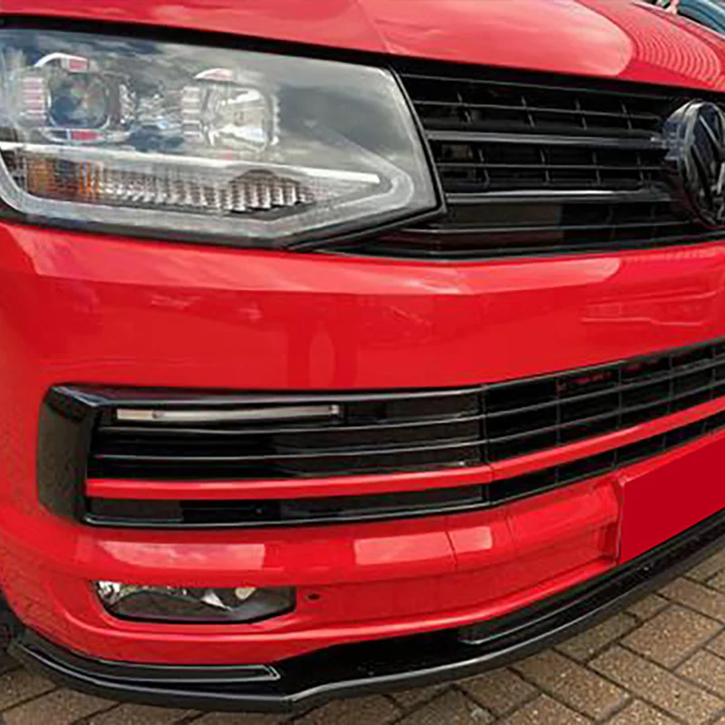 Oneway Voorspoilerlip passend voor Volkswagen Transporter T6 2015-2019 – Versie 2 – Glanzend zwart