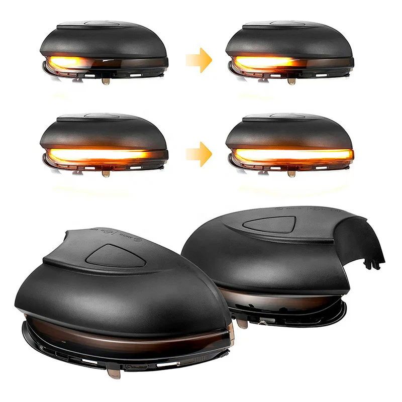 AutoStyle Set LED Zijspiegel-Knipperlichten passend voor Volkswagen Golf VI 2008-2012 & Touran 2010-2015 – Rookgrijs – incl. Dynamic Running Light