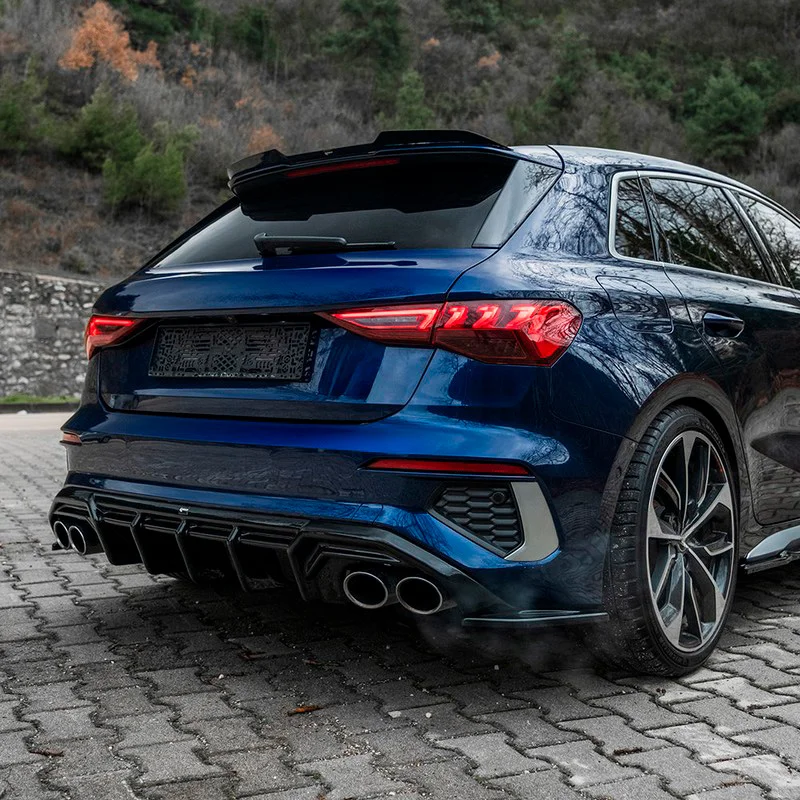 Oneway Achterbumperskirts (Hoeken) passend voor Audi A3 8Y Sportback S3/S-Line 2020-2024 - Glanzend zwart