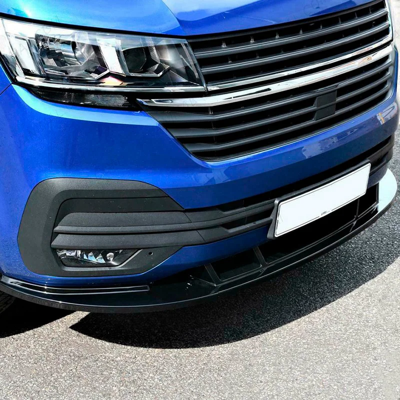 Oneway Voorspoilerlip passend voor Volkswagen Transporter T6.1 2020-2022 – Versie 2 – Glanzend zwart