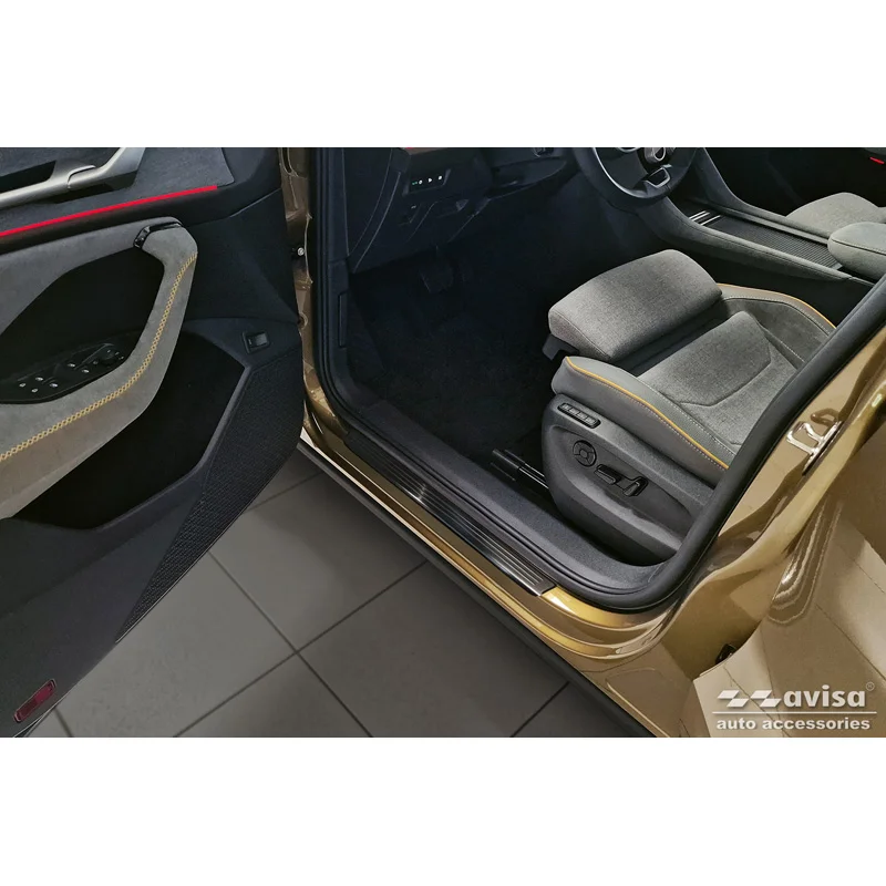 Avisa Zwart RVS Instaplijsten passend voor Skoda Kodiaq II (PS7) 2024- 'Lines' - 4-delig
