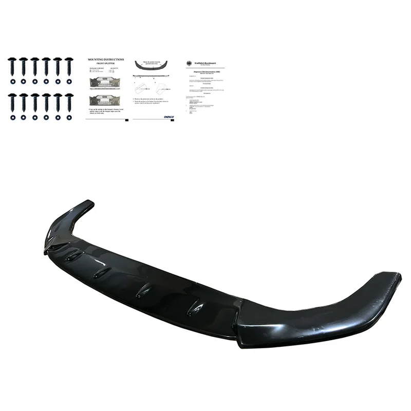Oneway Voorspoilerlip passend voor Volkswagen Golf VIII HB/Variant GTI/GTE/R Line 2020- – Versie 2 – Glanzend zwart