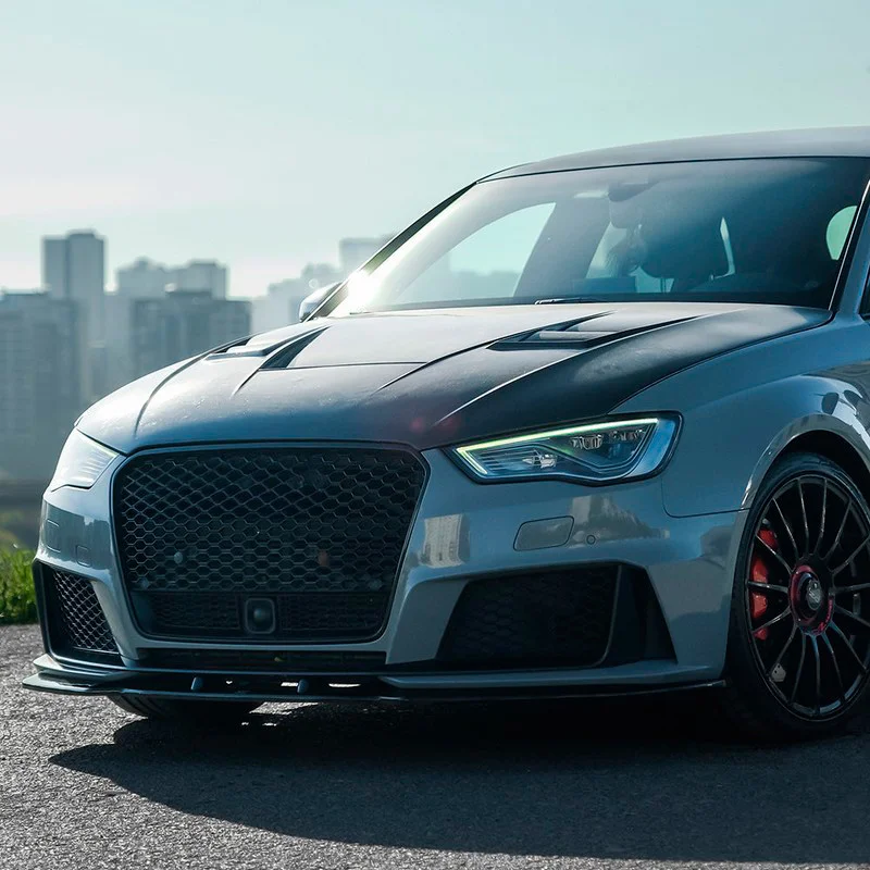 Oneway Voorspoilerlip passend voor Audi RS3 8V Sportback 2015-2016 – Glanzend zwart