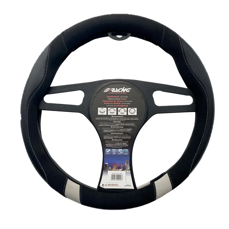 Simoni Racing Stuurwielhoes Good Vibe G - Zwart Eco-Leder/Microvezel/Carbon Look + Grijze Accenten - 37-39cm
