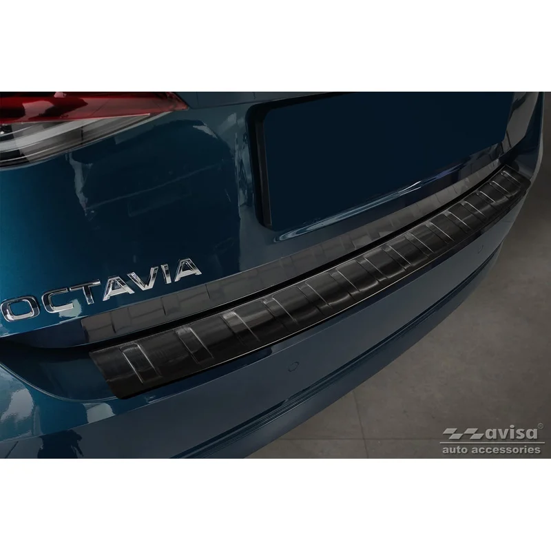 Avisa RVS Achterbumperprotector passend voor Skoda Octavia IV Liftback 2020-2024 & FL 2024- - Zwart