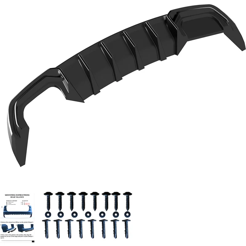 Oneway Achterbumperskirt (Diffuser) passend voor Audi A3 (8V) Sedan Facelift 2016-2020 (dubbele uitlaat L) – Glanzend zwart