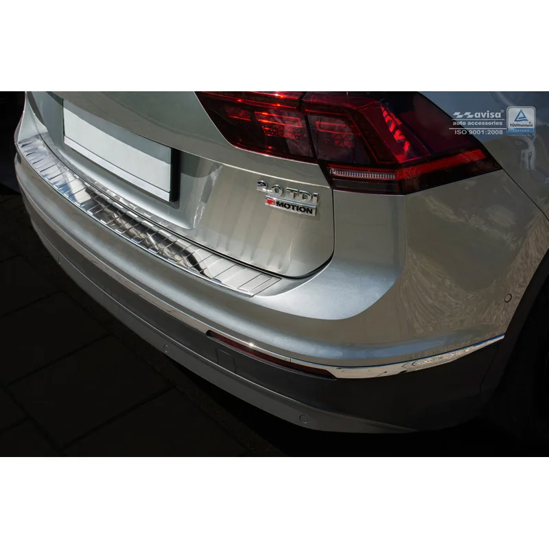 Avisa RVS Achterbumperprotector passend voor Volkswagen Tiguan II incl. Allspace & R-Line 2016-2020 & FL 2020-2024 - Zilver