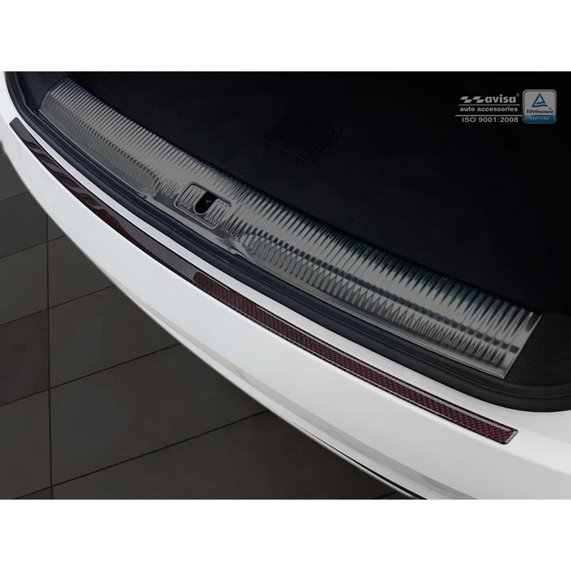 Avisa Carbon Achterbumperprotector passend voor Audi Q3 2011-2015 & 2015- - Zwart / Rood