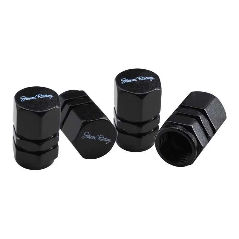 Simoni Racing Ventielkapjes Hexagonal - Aluminium Zwart - 4 stuks