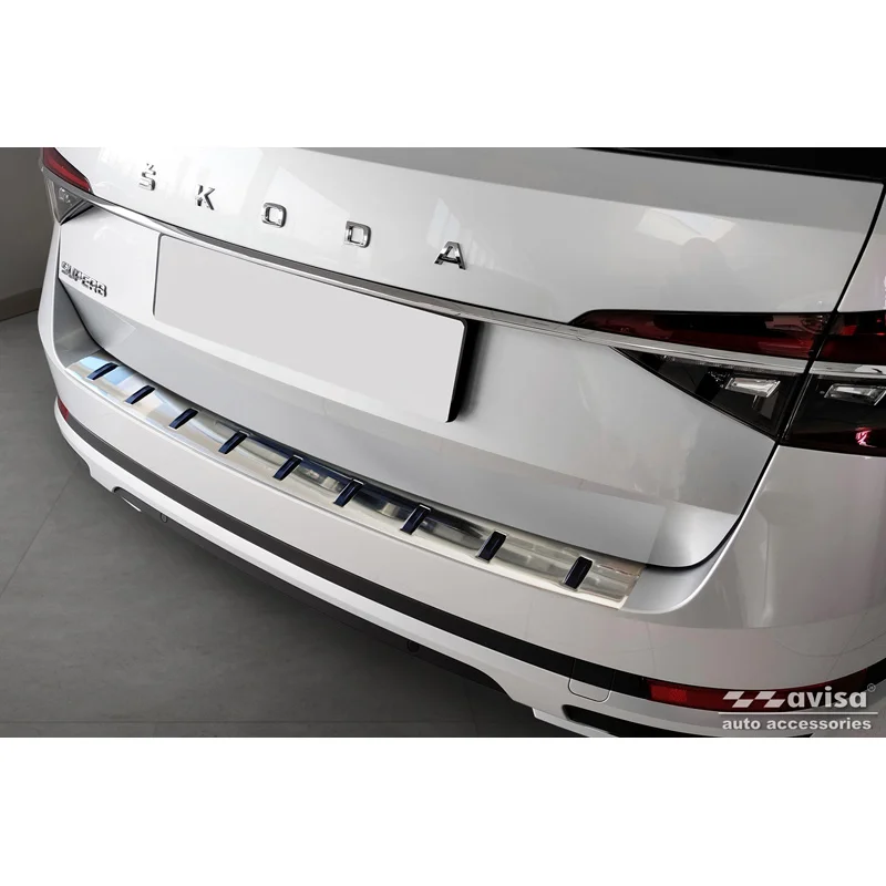 Avisa RVS Achterbumperprotector STRONG EDITION passend voor Skoda Superb III Combi 2015-2023 incl. Scout - Zilver