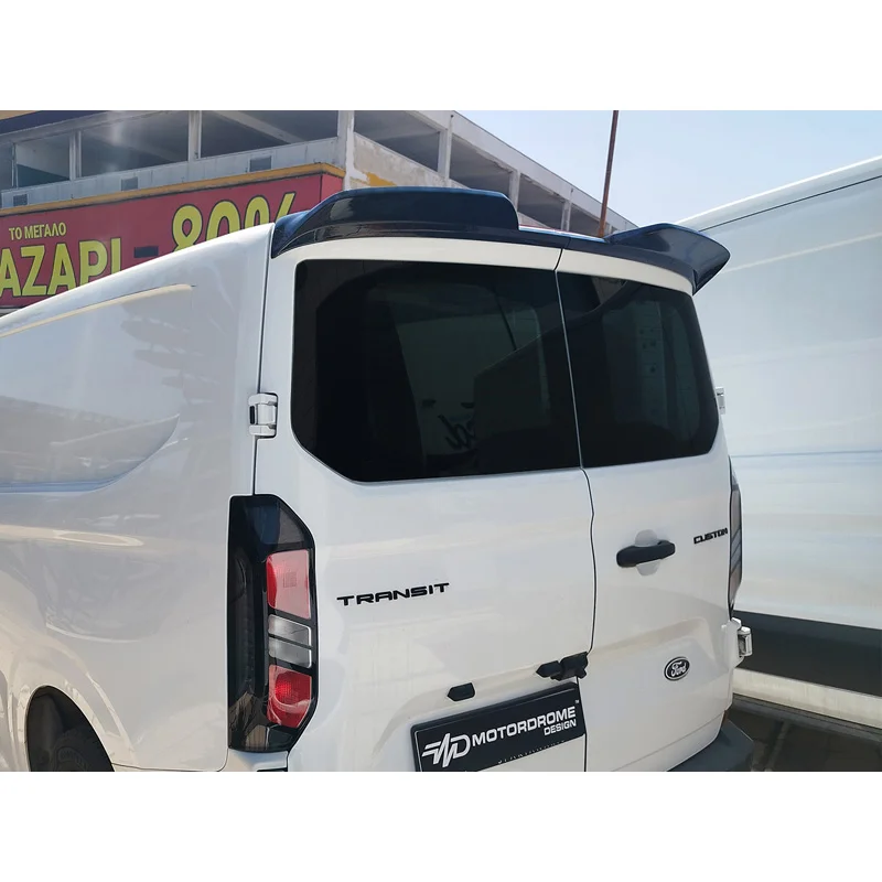 Motordrome Dakspoiler passend voor Ford Transit Custom (V710) 2023- & Volkswagen Transporter T7 2024- (met 2 achterdeuren) (PU)