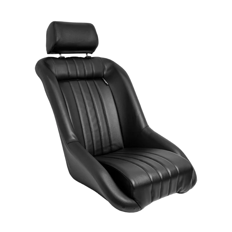 AutoStyle Sportstoel ‘Classic’ – Zwart Kunstleder – Vaste rugleuning + Hoofdsteun – incl. sledes