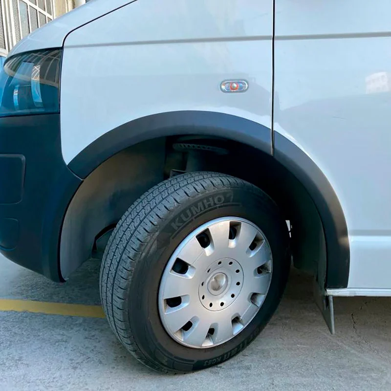 Oneway Set spatbordverbreders (Trims) passend voor Volkswagen Transporter T5-T5.1 2003-2015 (Korte wielbasis/Schuifdeur links) – Matzwart