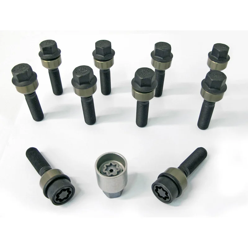 H&R Wielboutenset bolkonisch met beweegbare ring R14 M14x1.50 - Lengte 66mm - Zwart - 10 stuks (Bv. passend voor Porsche) - incl. wielsloten