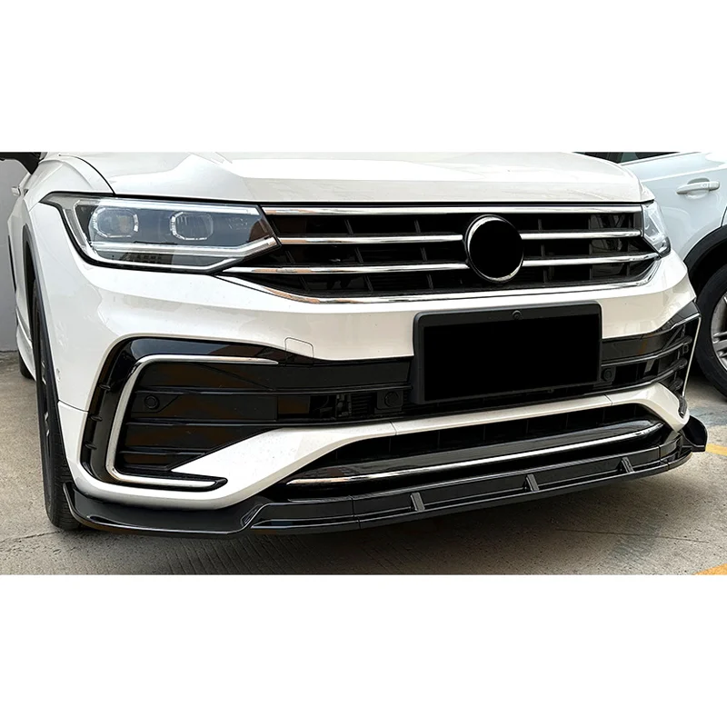 AutoStyle Voorspoilerlip passend voor Volkswagen Tiguan II R-Line Facelift 2020-2024 (Glanzend Zwart ABS)