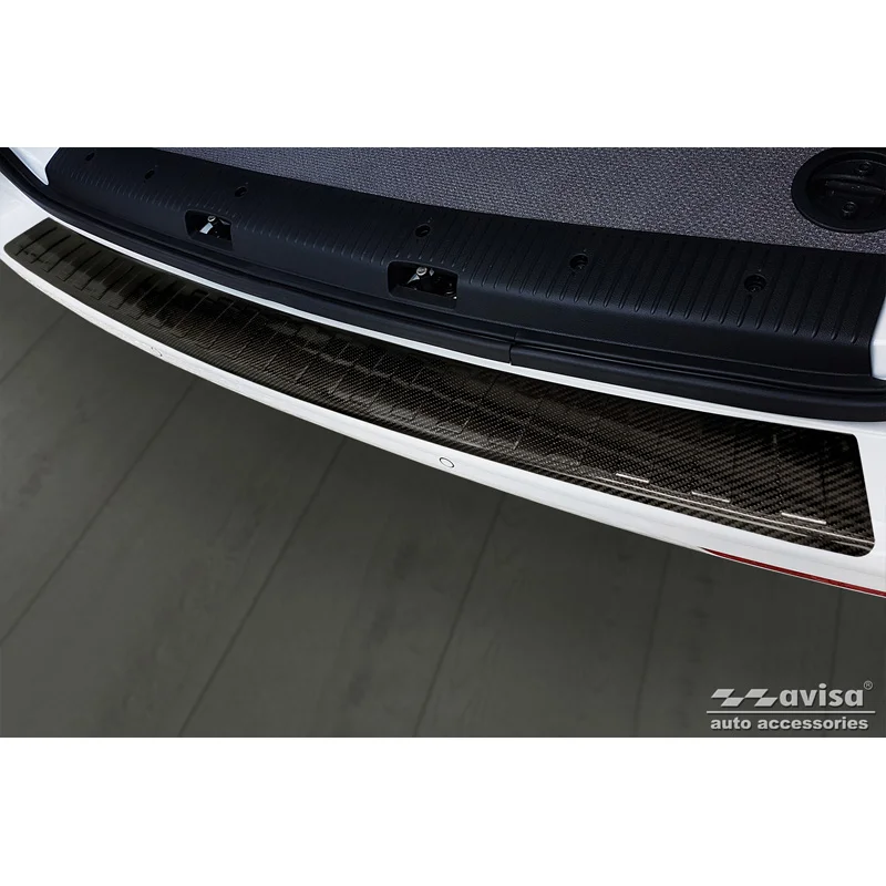 Avisa 3D Carbon Achterbumperprotector passend voor Volkswagen transporter T5 2003-2015 & T6 2015-2010 & T6.1 2020-2022 - Zwart - Lange versie