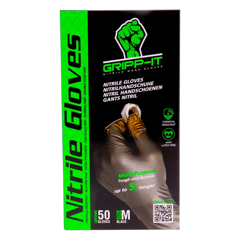 Gripp-It nitril handschoenen – maat M – Zwart – dispenserdoos à 50 stuks